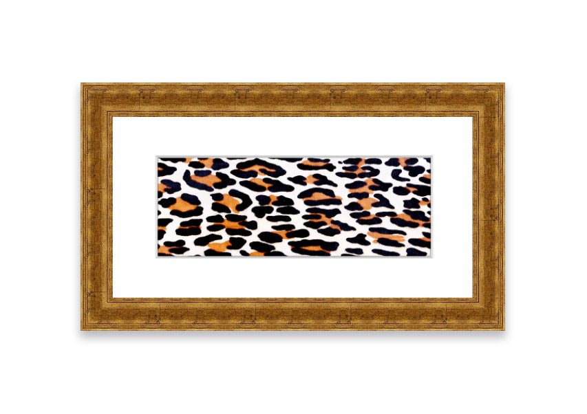 A beautifully framed print of animal skin design, showcasing intricate textures and colors, ready to hang on the wall.