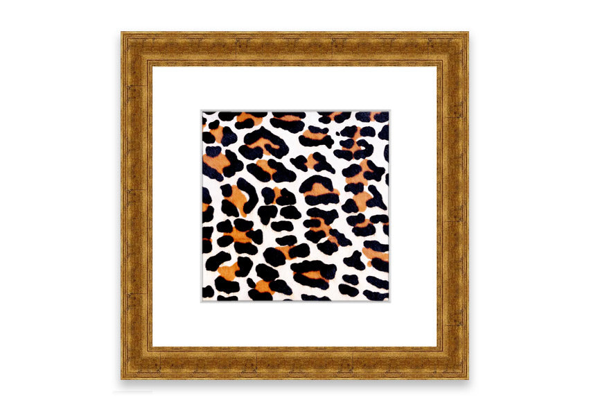 A beautifully framed print of animal skin design, showcasing intricate textures and colors, ready to hang on the wall.