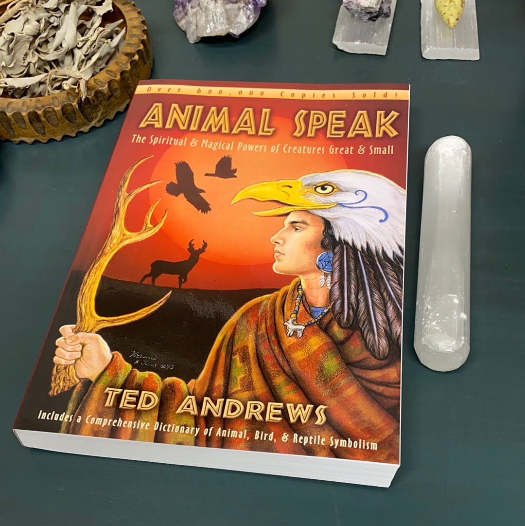 Animal Speak product featuring intuitively chosen crystals and a calming design, symbolizing connection with animal wisdom.