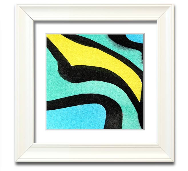 Animal Stripes 2 Square Framed Print showcasing unique animal stripe design, available in various frame colors.