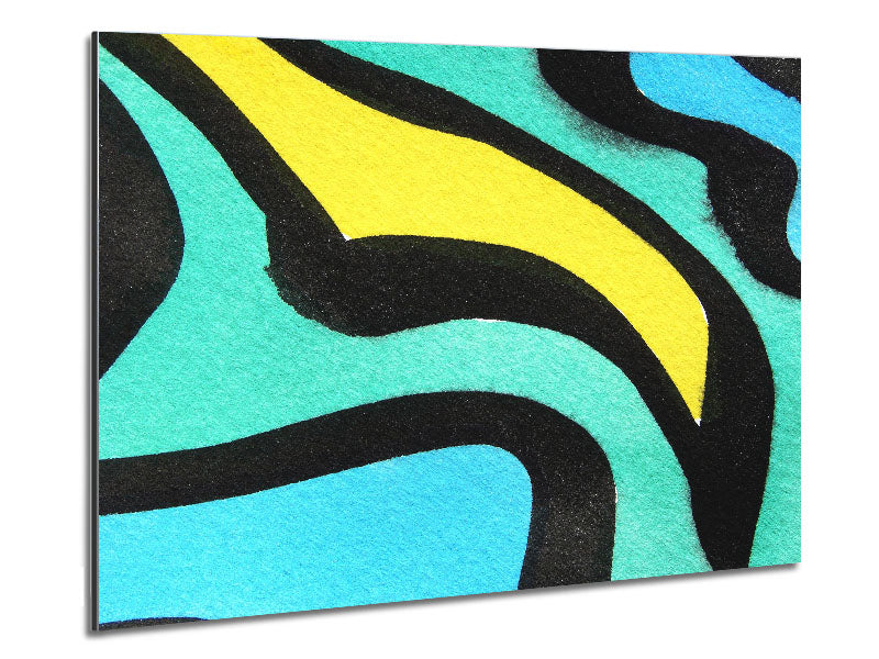 Animal Stripes 2 artwork printed on brushed aluminium dibond, featuring vibrant animal patterns and a sleek modern design.