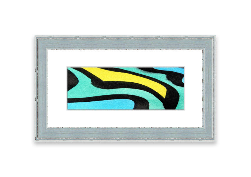 Animal Stripes 2 framed print showcasing intricate animal patterns, available in various frame colors, handmade in the UK.