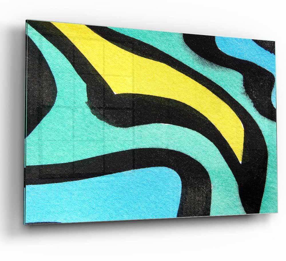 Animal Stripes 2 glass print featuring a modern design with vibrant animal stripes, perfect for enhancing home decor.