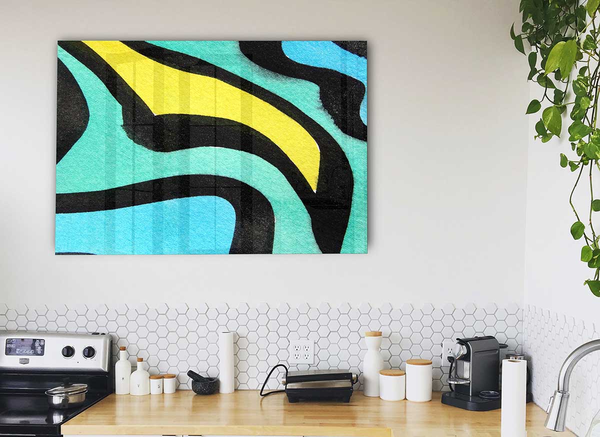 Animal Stripes 2 glass print featuring a modern design with vibrant animal stripes, perfect for enhancing home decor.