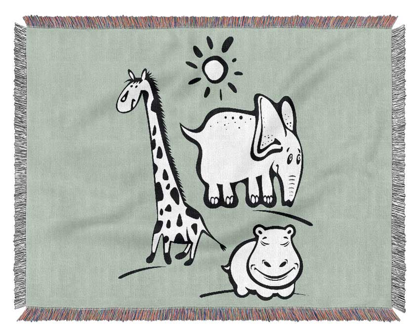 Animals Under The Sun Baby Blue throw blanket made from 100% cotton, featuring a thermal weave design for breathability and luxury.