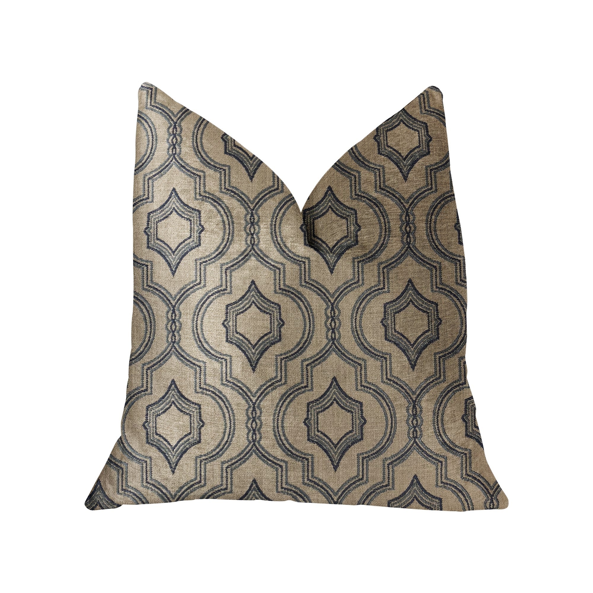 Anise Black and Beige Luxury Throw Pillow featuring a geometric pattern, handmade in the USA with a sleek invisible zipper.