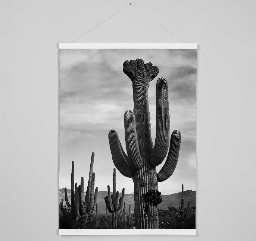 Elegant wooden poster hangers displaying Ansel Adams Cactus print, featuring magnetic fastening and stylish design.