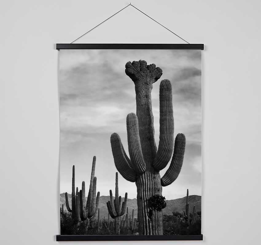 Elegant wooden poster hangers displaying Ansel Adams Cactus print, featuring magnetic fastening and stylish design.