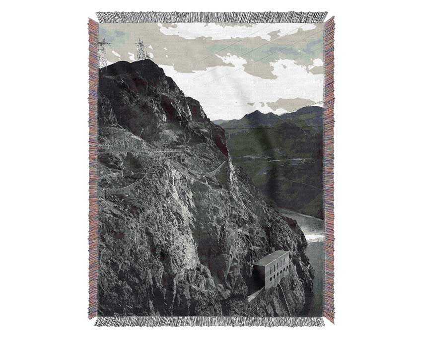 Ansel Adams Cliffs Above Boulder Dam throw blanket made of 100% cotton, featuring a thermal weave for breathability and a classic design.