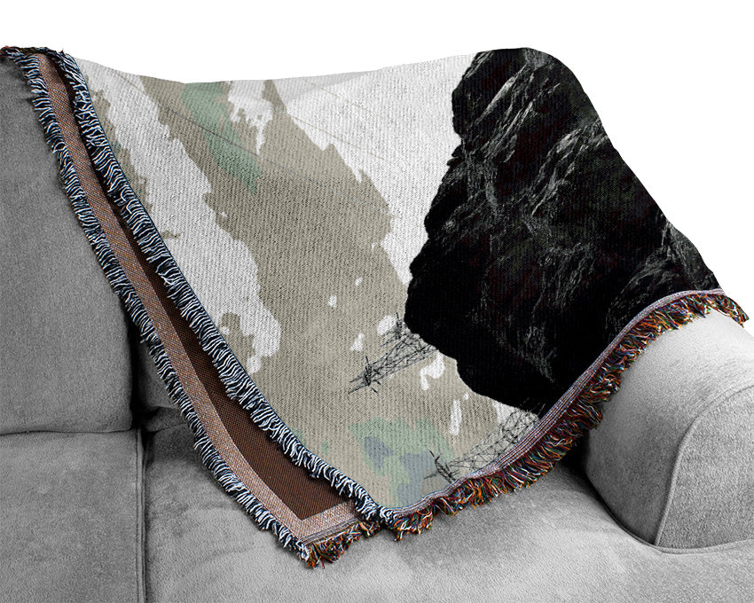 Ansel Adams Cliffs Above Boulder Dam throw blanket made of 100% cotton, featuring a thermal weave for breathability and a classic design.