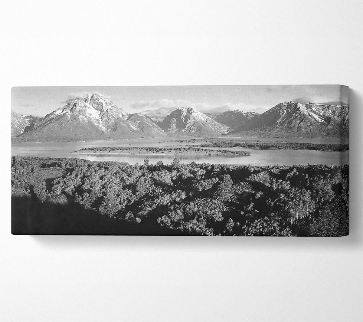 Ansel Adams Signal Hill canvas print featuring stunning landscape of Grand Teton, Wyoming, mounted on a sleek box frame.