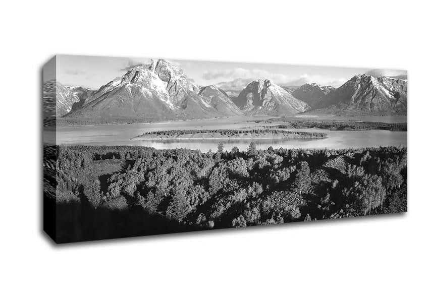 Ansel Adams Signal Hill canvas print featuring stunning landscape of Grand Teton, Wyoming, mounted on a sleek box frame.