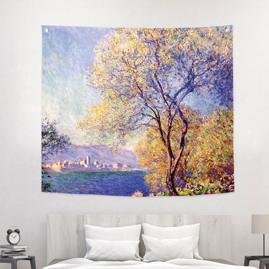 A vibrant fabric poster depicting Antibes from La Salis, showcasing the coastal beauty and modern design.