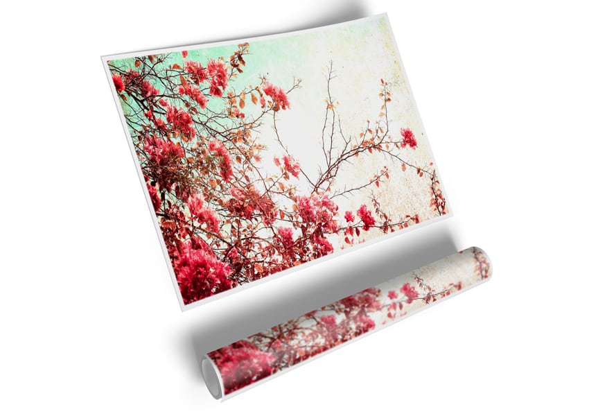 Antique Cherry Blossom poster on high-quality canvas featuring delicate pink blossoms against a soft background.