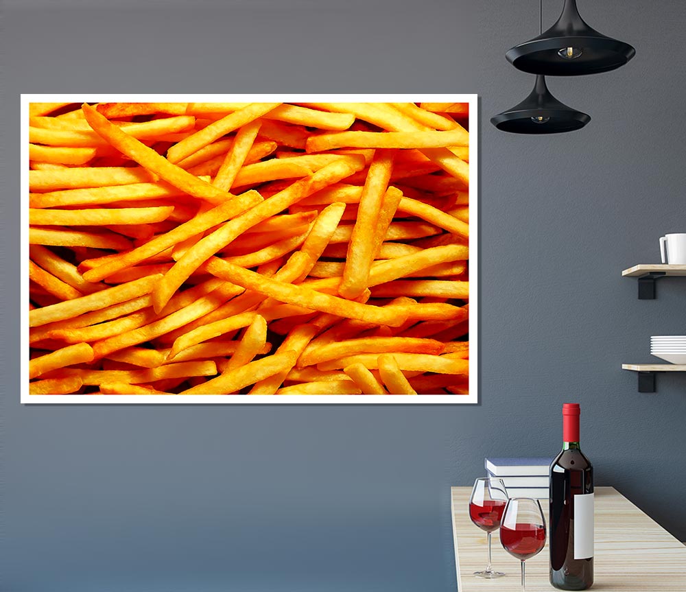 Any One For Chips canvas poster featuring vibrant colors and playful design, ready to display or frame.