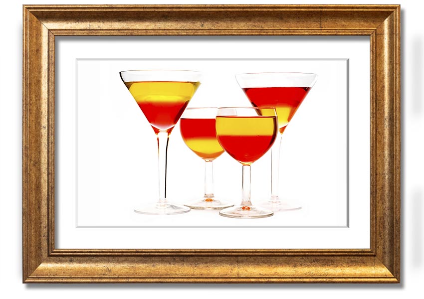 Anyone For Mixed Cocktails framed print with vibrant cocktail illustrations, available in various frame colours, ready to hang.