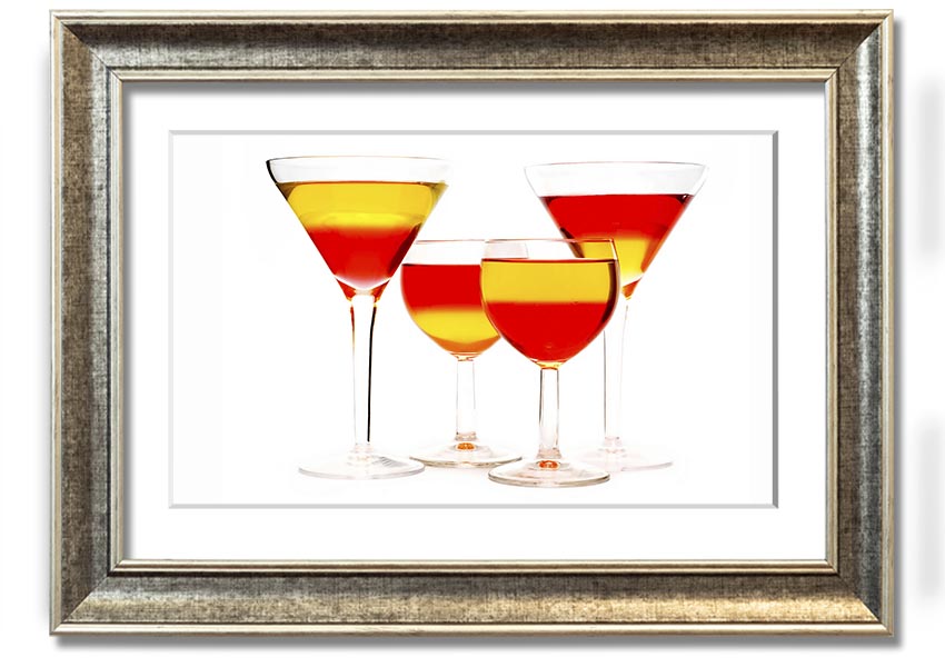 Anyone For Mixed Cocktails framed print with vibrant cocktail illustrations, available in various frame colours, ready to hang.