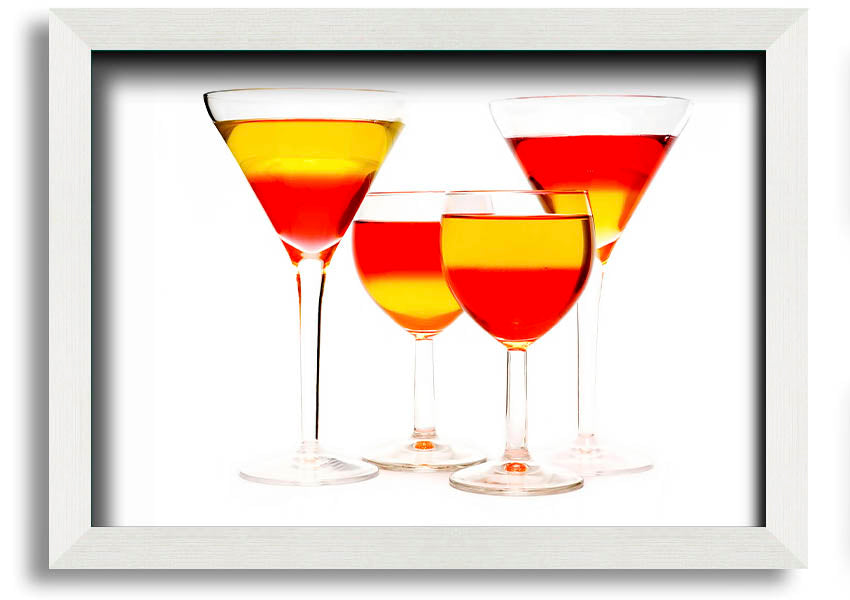 Anyone For Mixed Cocktails framed print with vibrant cocktail illustrations, available in various frame colours, ready to hang.