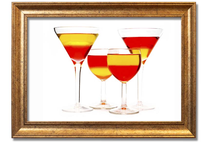 Anyone For Mixed Cocktails framed print with vibrant cocktail illustrations, available in various frame colours, ready to hang.