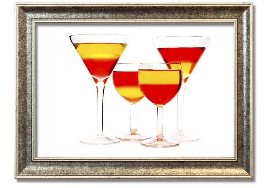 Anyone For Mixed Cocktails framed print with vibrant cocktail illustrations, available in various frame colours, ready to hang.