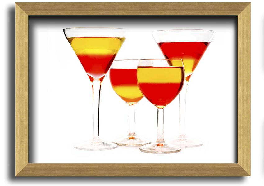 Anyone For Mixed Cocktails framed print with vibrant cocktail illustrations, available in various frame colours, ready to hang.