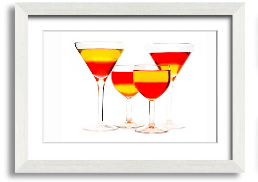 Anyone For Mixed Cocktails framed print with vibrant cocktail illustrations, available in various frame colours, ready to hang.