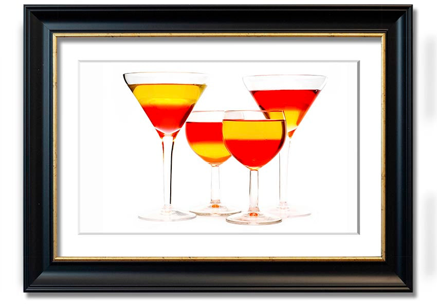 Anyone For Mixed Cocktails framed print with vibrant cocktail illustrations, available in various frame colours, ready to hang.