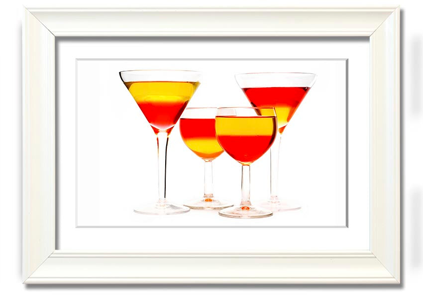 Anyone For Mixed Cocktails framed print with vibrant cocktail illustrations, available in various frame colours, ready to hang.