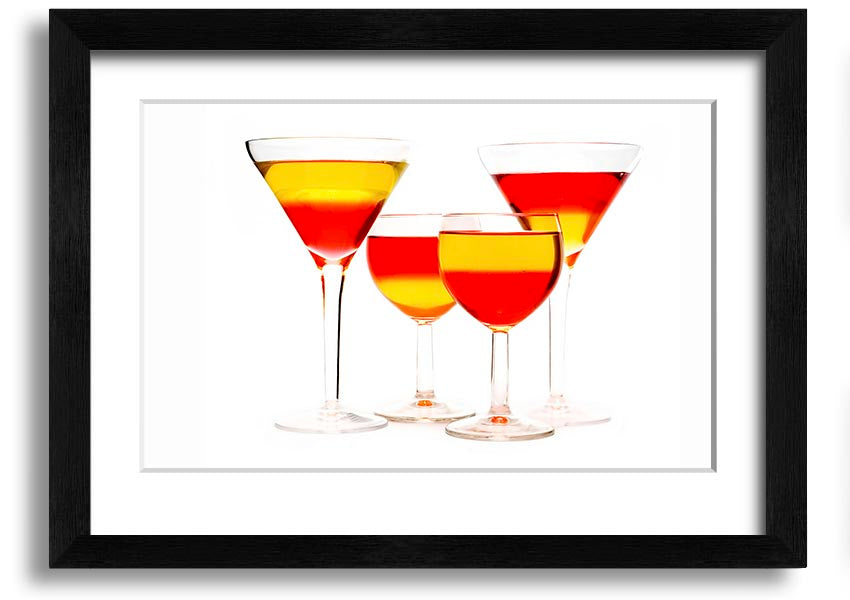 Anyone For Mixed Cocktails framed print with vibrant cocktail illustrations, available in various frame colours, ready to hang.