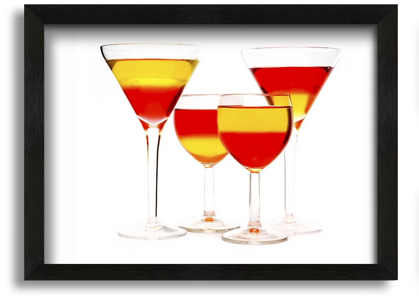 Anyone For Mixed Cocktails framed print with vibrant cocktail illustrations, available in various frame colours, ready to hang.