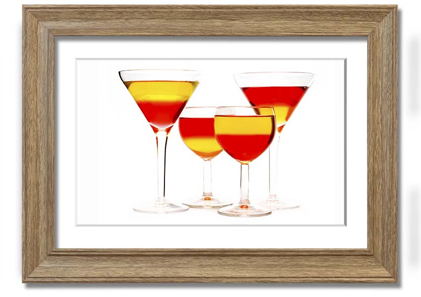 Anyone For Mixed Cocktails framed print with vibrant cocktail illustrations, available in various frame colours, ready to hang.