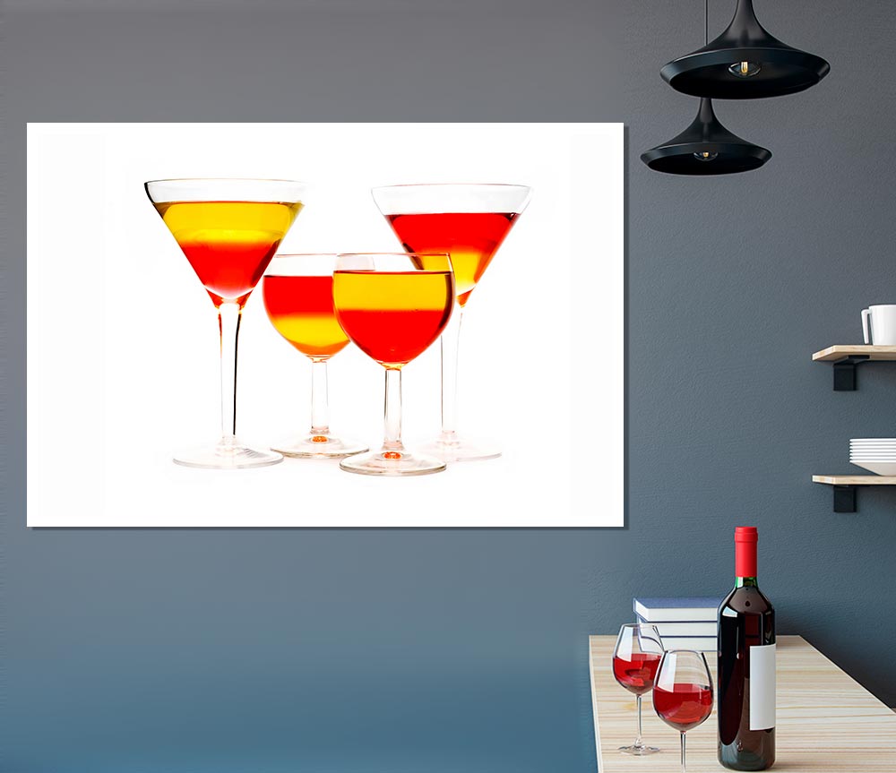 Anyone For Mixed Cocktails canvas poster featuring vibrant cocktail designs, perfect for home decor.