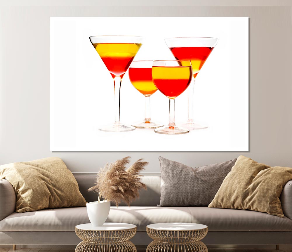 Anyone For Mixed Cocktails canvas poster featuring vibrant cocktail designs, perfect for home decor.