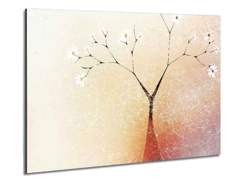 A beautiful Apple Blossom Tree artwork printed on brushed aluminium dibond, showcasing vibrant colors and intricate details.