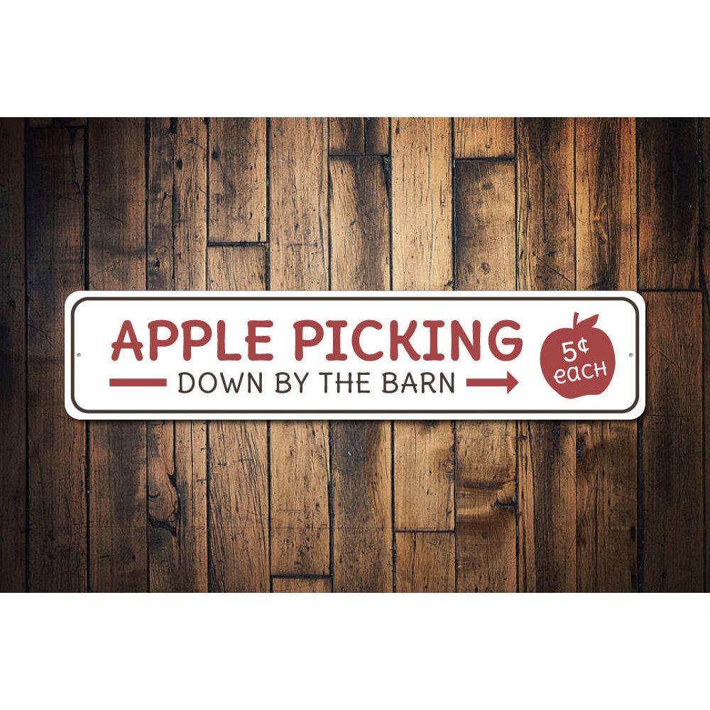 A beautifully crafted Apple Sign made of high-quality aluminum, featuring customizable text and pre-drilled holes for easy mounting.