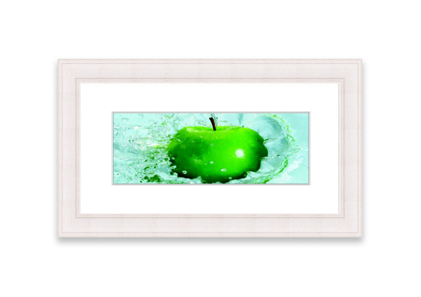 A vibrant framed print of an apple, showcasing rich colors and available in various frame options, handmade in the UK.