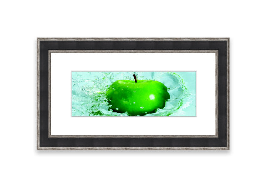 A vibrant framed print of an apple, showcasing rich colors and available in various frame options, handmade in the UK.