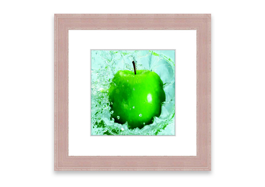 A vibrant framed print of an apple, showcasing rich colors and available in various frame options, handmade in the UK.