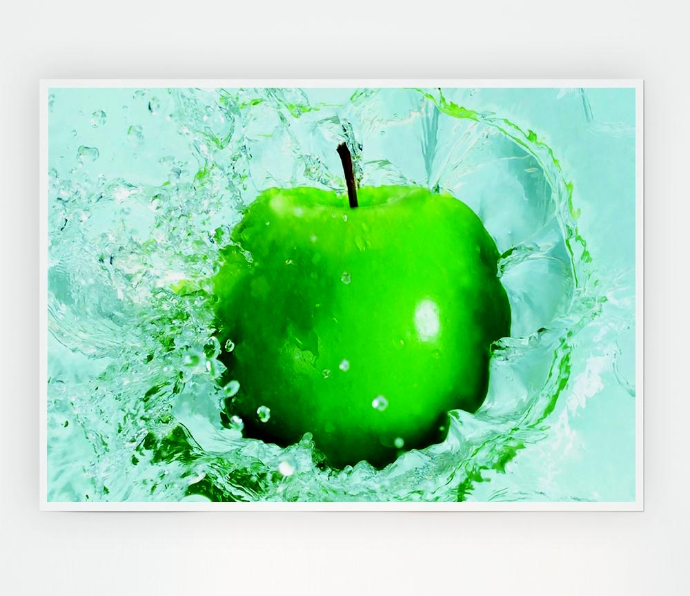 A vibrant Apple Splash poster printed on high-quality canvas, showcasing a colorful splash of apples.