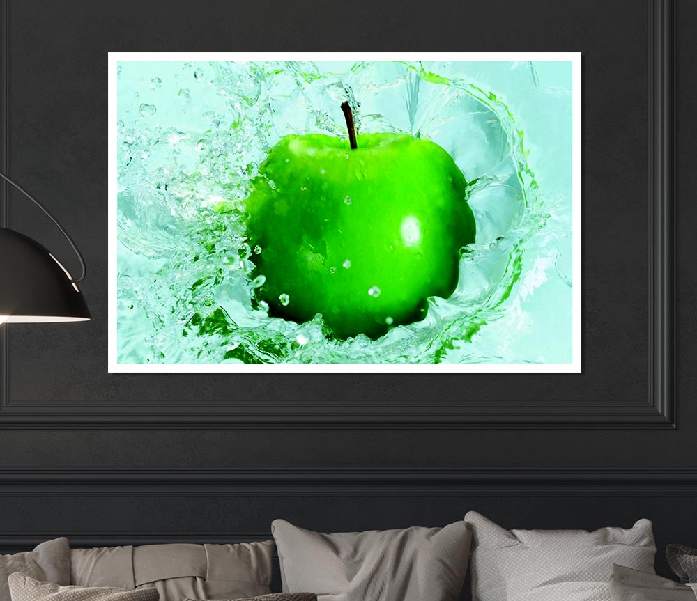 A vibrant Apple Splash poster printed on high-quality canvas, showcasing a colorful splash of apples.