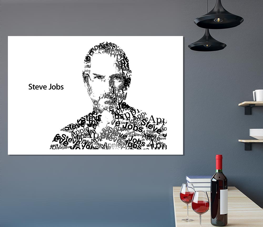 High-quality canvas poster of Steve Jobs, showcasing his iconic image and legacy in technology.