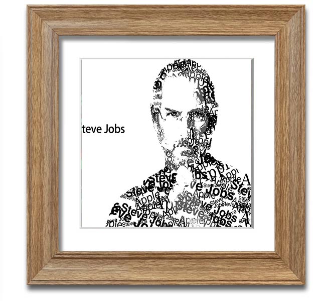 Square framed print of Steve Jobs, showcasing his iconic image with a stylish frame, available in various colors.