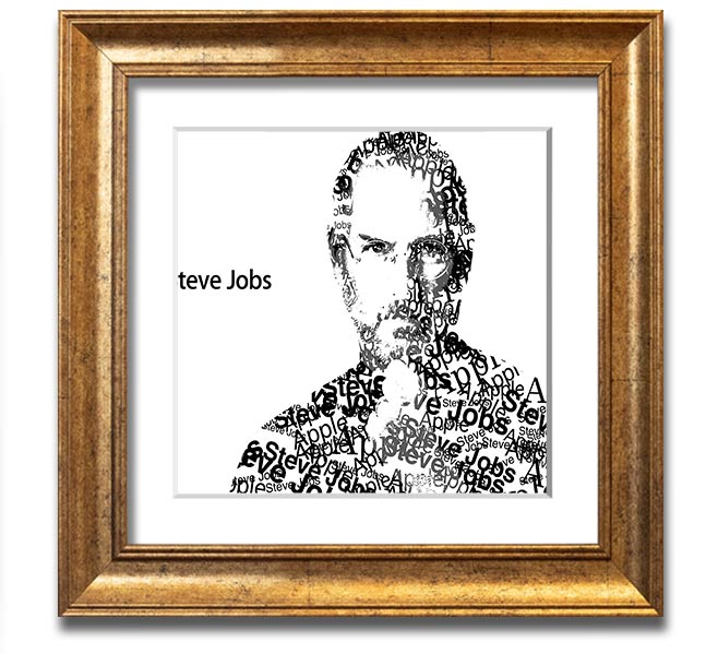 Square framed print of Steve Jobs, showcasing his iconic image with a stylish frame, available in various colors.