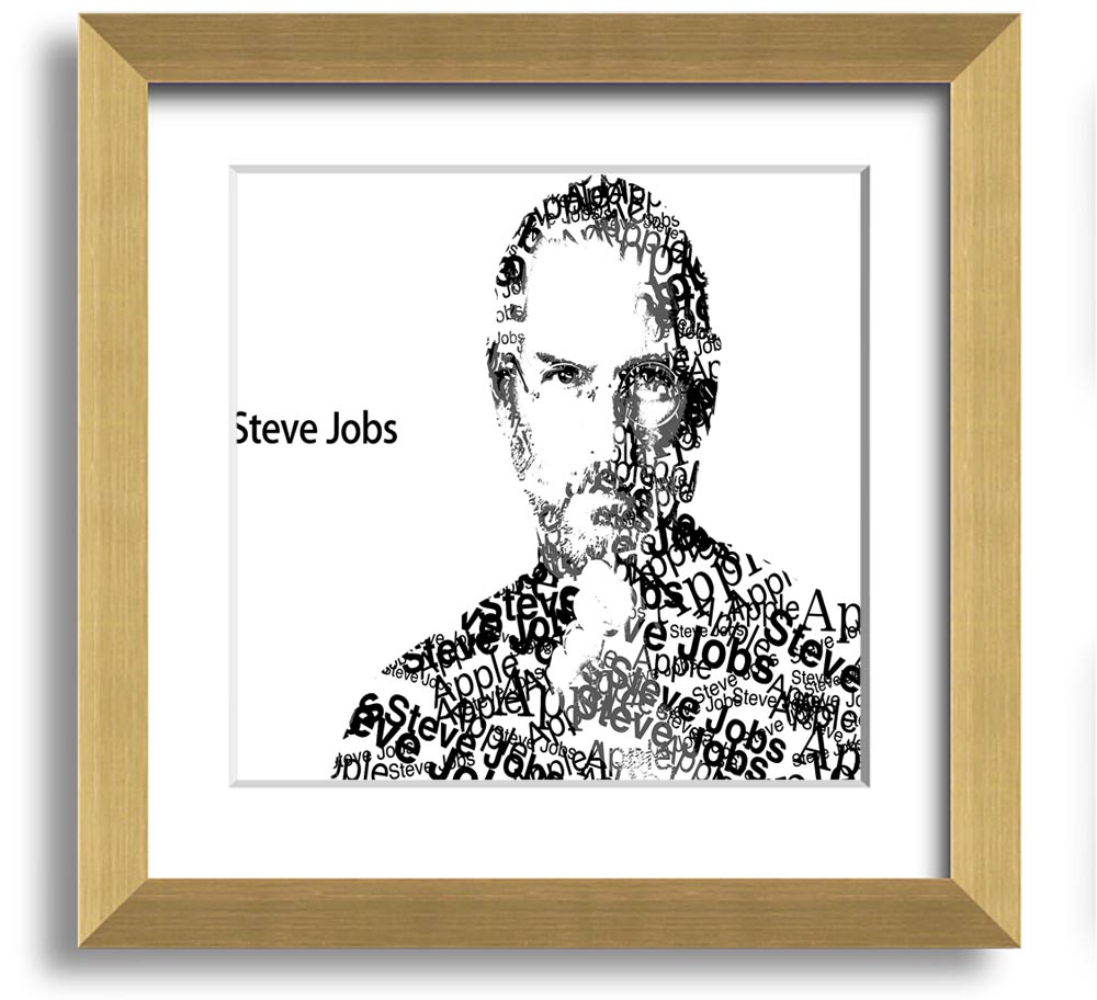 Square framed print of Steve Jobs, showcasing his iconic image with a stylish frame, available in various colors.