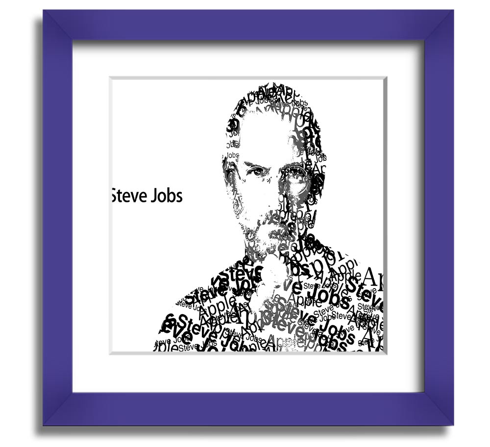 Square framed print of Steve Jobs, showcasing his iconic image with a stylish frame, available in various colors.