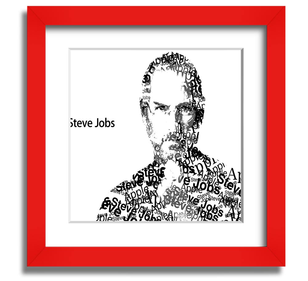 Square framed print of Steve Jobs, showcasing his iconic image with a stylish frame, available in various colors.