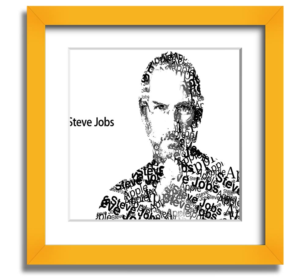 Square framed print of Steve Jobs, showcasing his iconic image with a stylish frame, available in various colors.