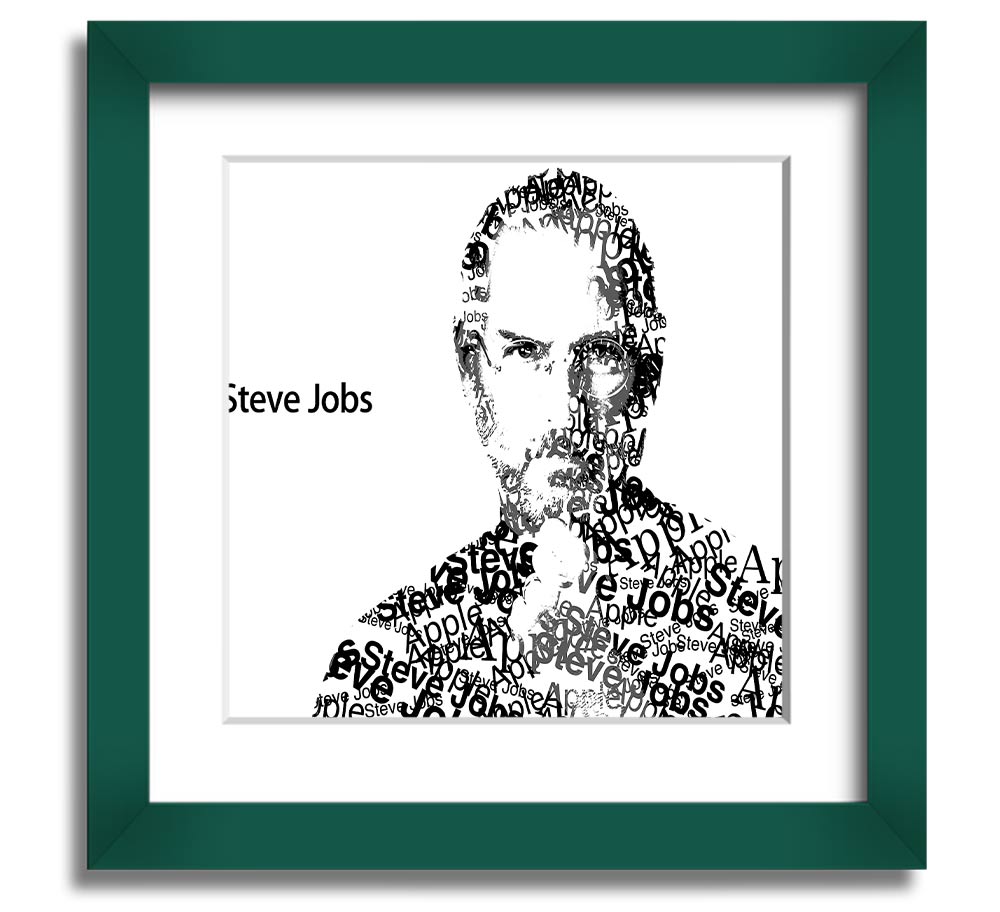 Square framed print of Steve Jobs, showcasing his iconic image with a stylish frame, available in various colors.