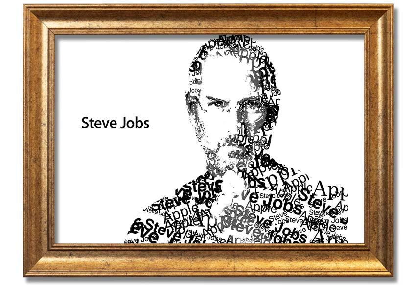 Framed print of Steve Jobs, co-founder of Apple, showcasing his iconic image in a stylish frame.