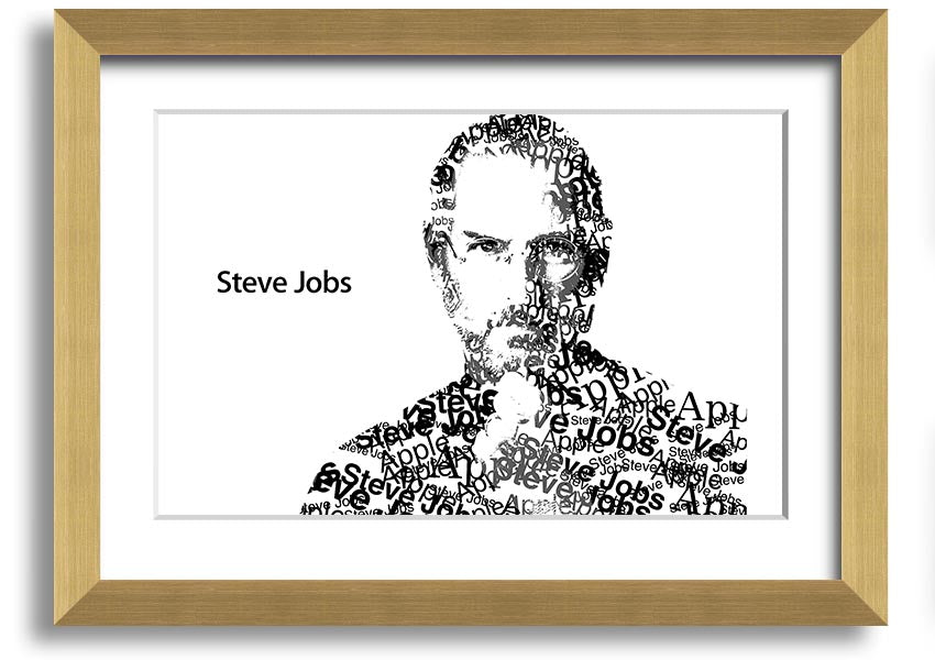 Framed print of Steve Jobs, co-founder of Apple, showcasing his iconic image in a stylish frame.